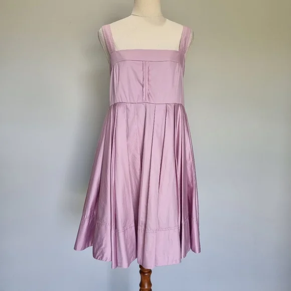 Aje Frequency Lilac Purple Cotton Pleated Babydoll Mini Dress Size 14 - Picture 2 of 10